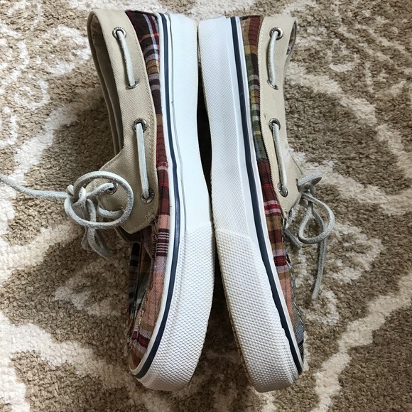 πHPπMenβs Sperry Top-Sider Plaid Boat Shoes - Picture 6 of 8